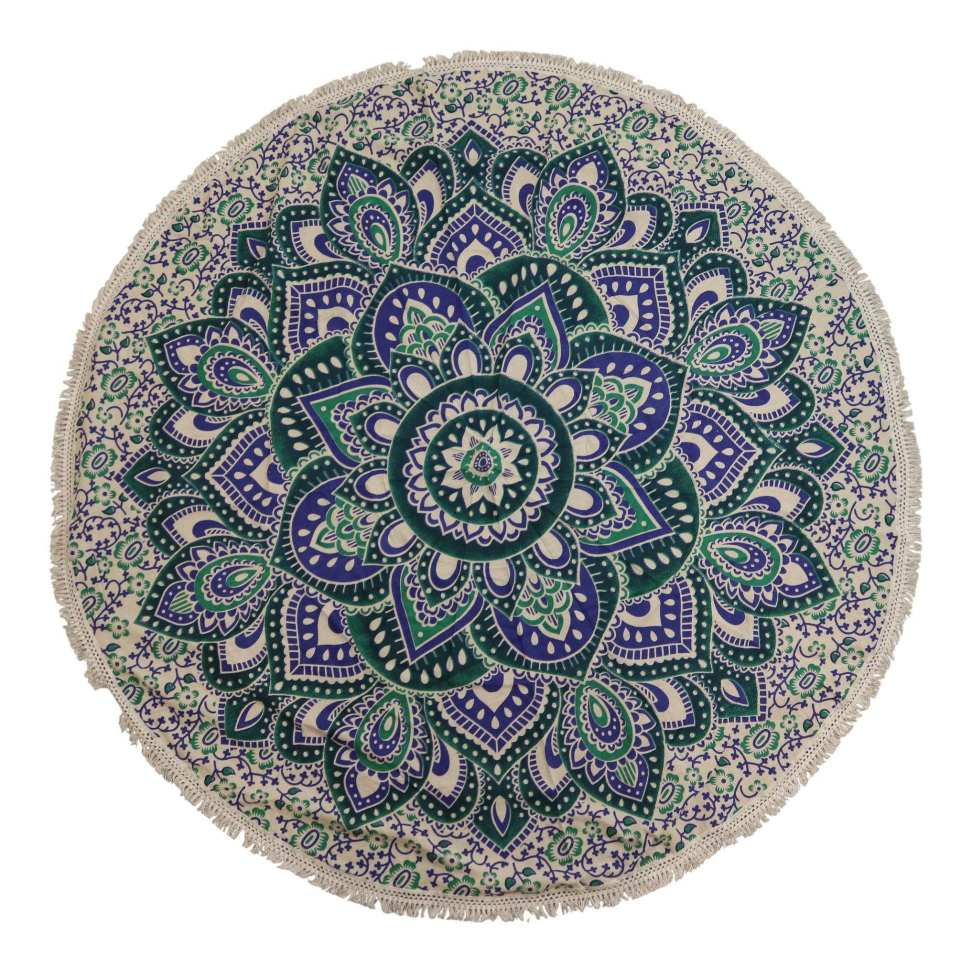 Small Mandala Roundie Cotton Art (130cm) - Teal & Blue - Luna Panther