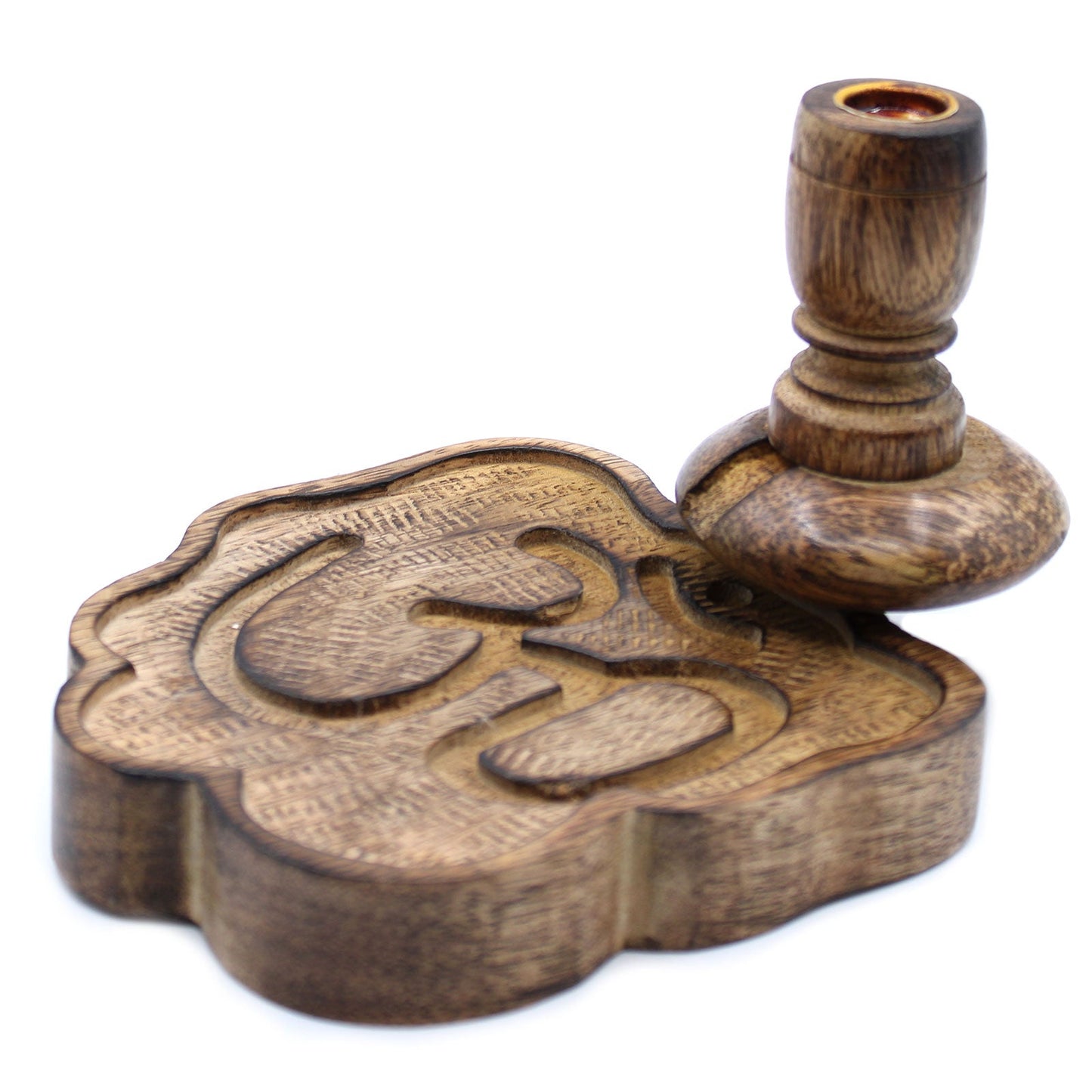 Polished Small Mango Wood Backflow Burner - Ohm featuring natural patterning and unique variations - Luna Panther