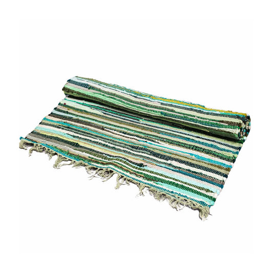 Polished Small Rag Rug - 50x90cm - premium quality- Natural Greens featuring natural patterning and unique variations - Luna Panther