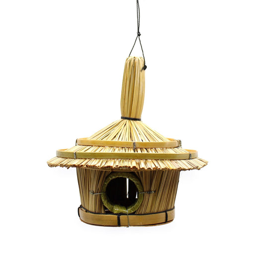 Small Round Seagrass Bird Box 17x17cm - Luna Panther alternate view