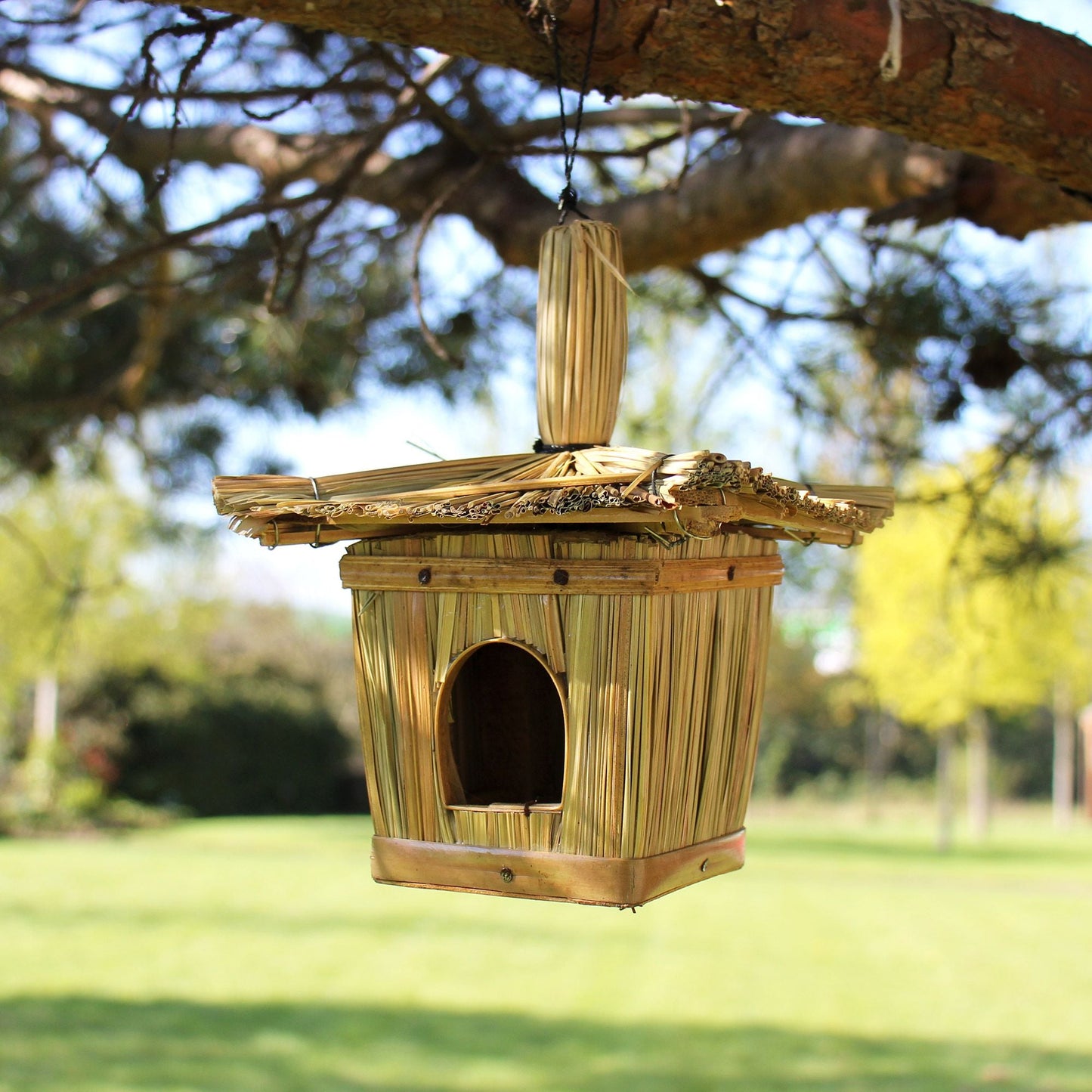 Small Square Seagrass Bird Box 18x13cm - Luna Panther