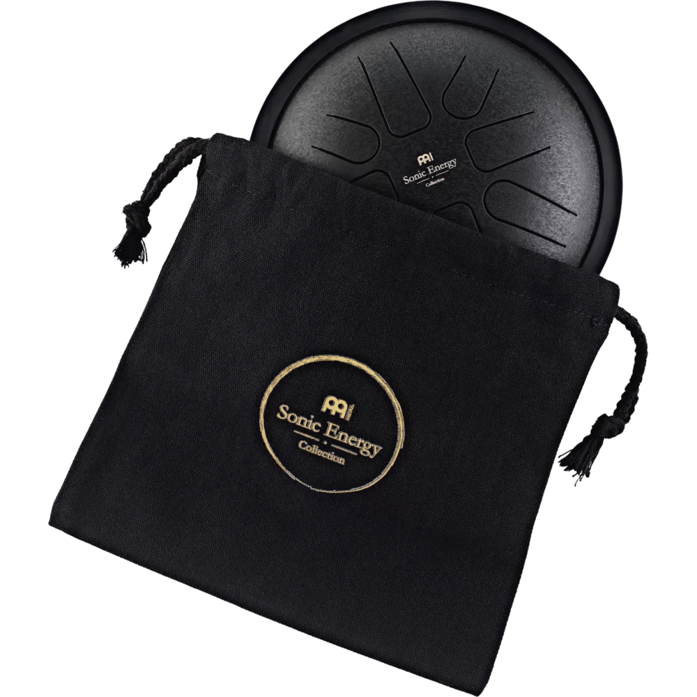 Polished Small Steel Tongue Drum 7 Tongue Drum F Minor Black Sstd1Bk featuring natural patterning and unique variations - Luna Panther