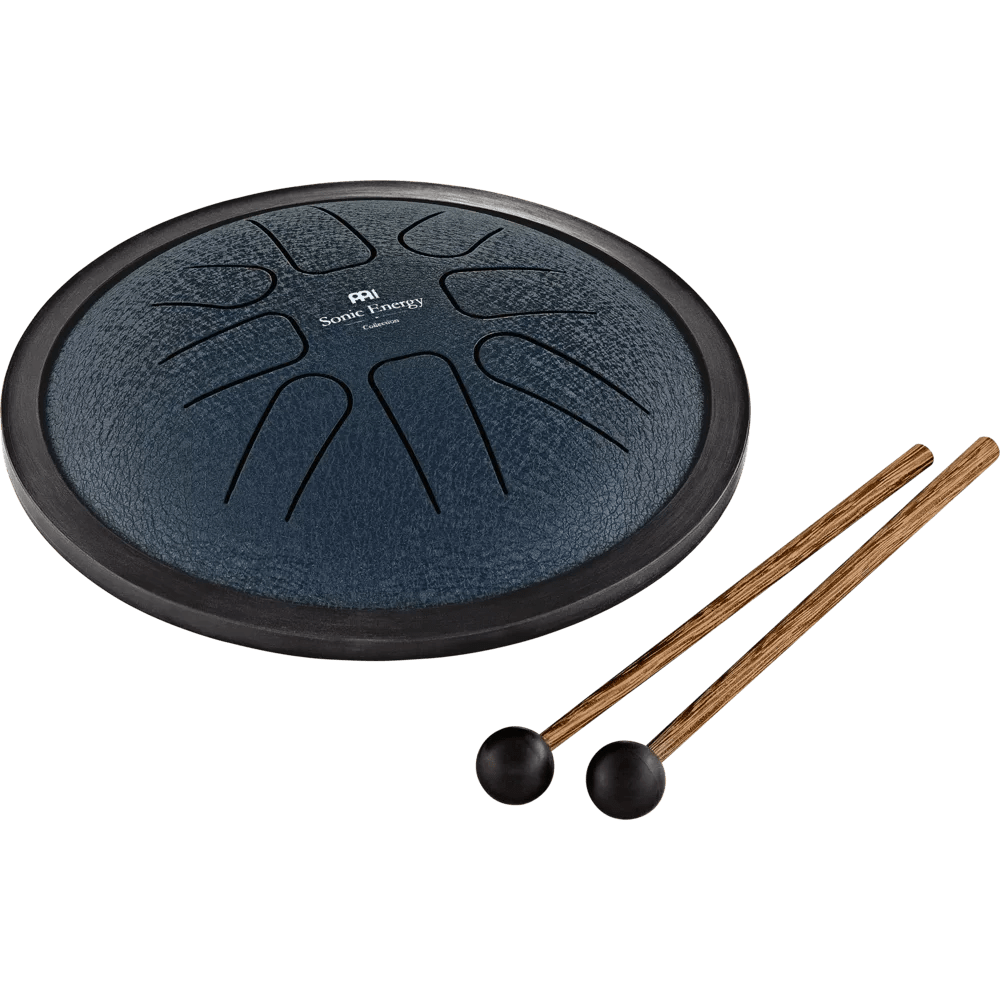 Polished Small Steel Tongue Drum 7 Tongue Drum G Minor Navy Blue Sstd2Nb featuring natural patterning and unique variations - Luna Panther