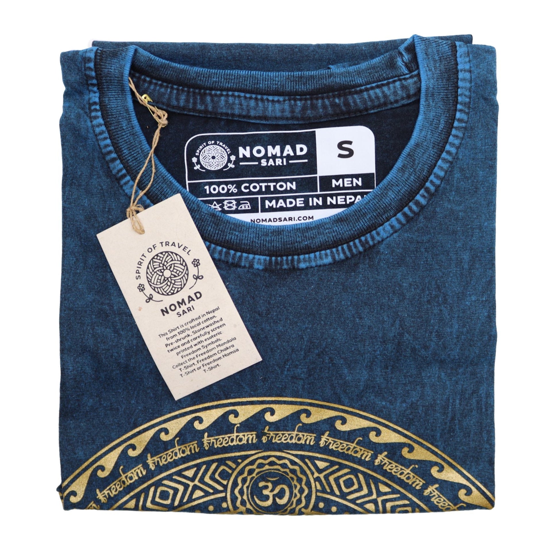 Polished Small Stone Washed T-Shirt - Chakra - Blue featuring natural patterning and unique variations - Luna Panther