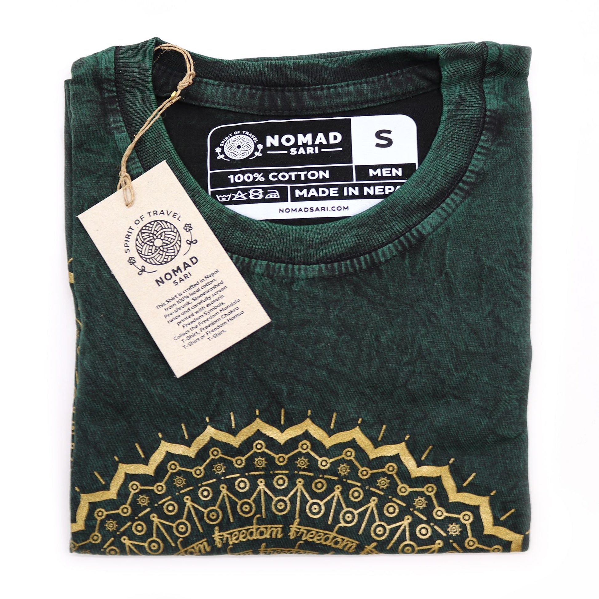 Polished Small Stone Washed T-Shirt - Mandala - Green featuring natural patterning and unique variations - Luna Panther
