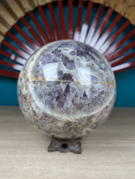 Polished Smokey Flower Chevron Amethyst Sphere 5485g featuring rich purple colour and natural clarity - Luna Panther