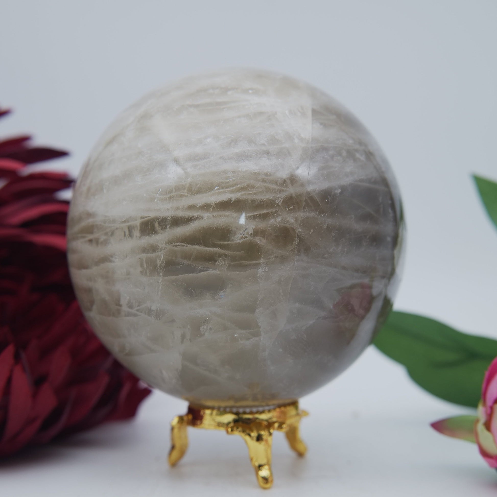 Polished Smokey Quartz Sphere 1139g featuring natural patterning and unique variations - Luna Panther