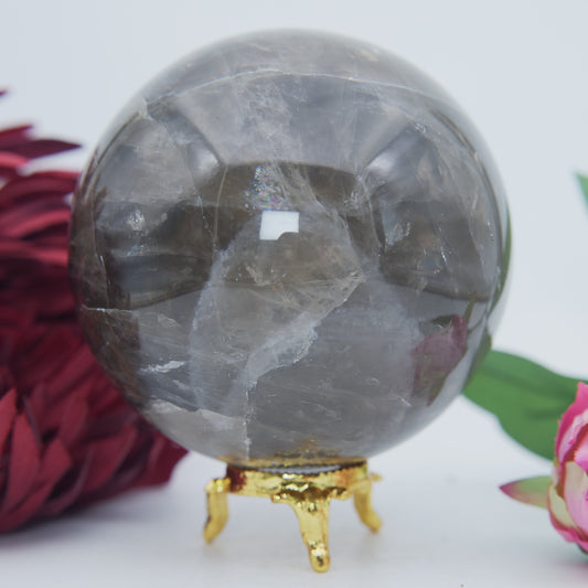 Polished Smokey Quartz Sphere 1184g featuring natural patterning and unique variations - Luna Panther