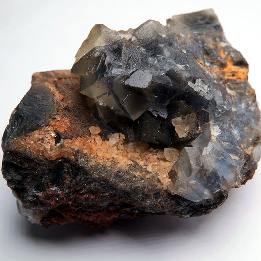 Smoky Grey Fluorite on Matrix - 398g - Luna Panther
