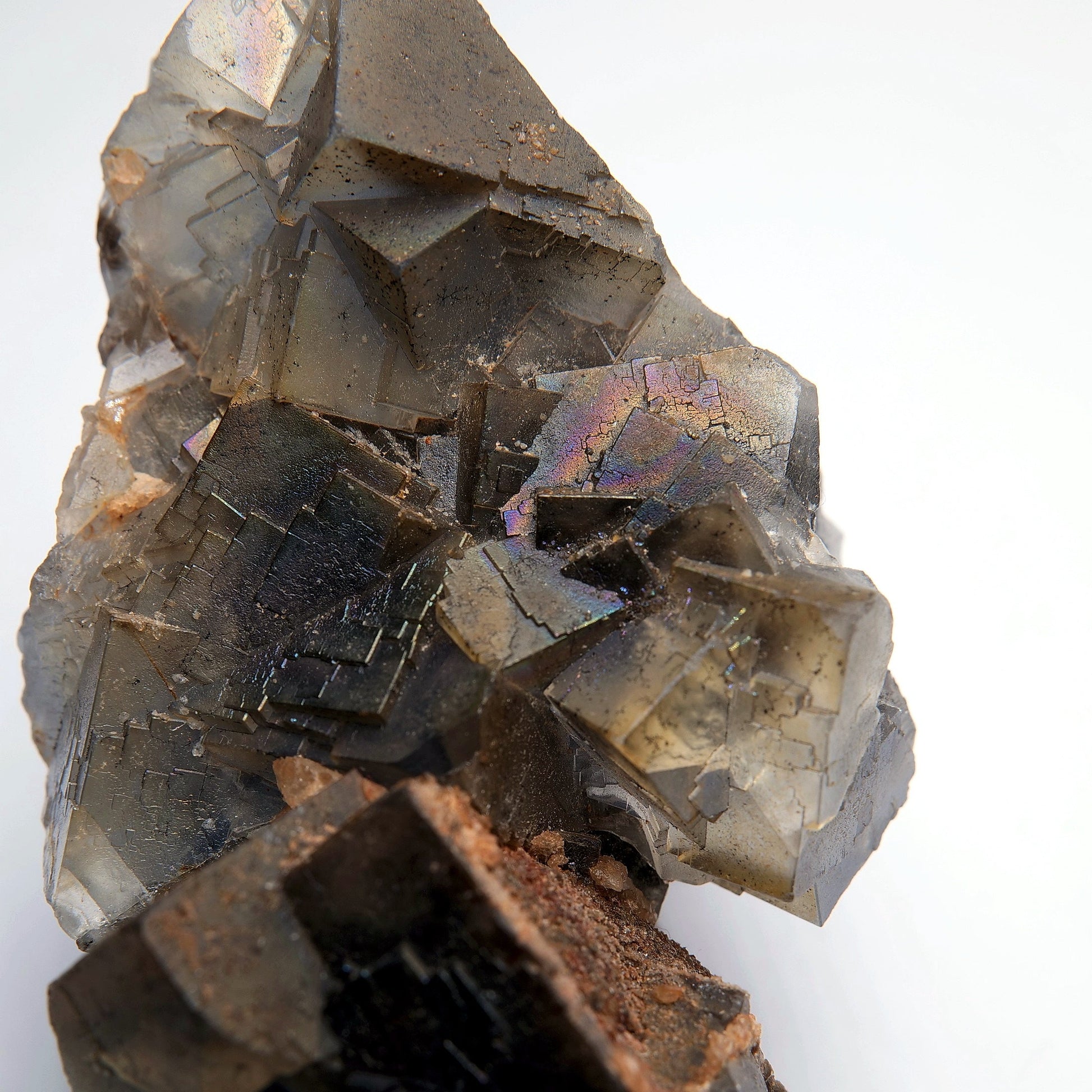 Smoky Grey Fluorite on Matrix - 398g - Luna Panther