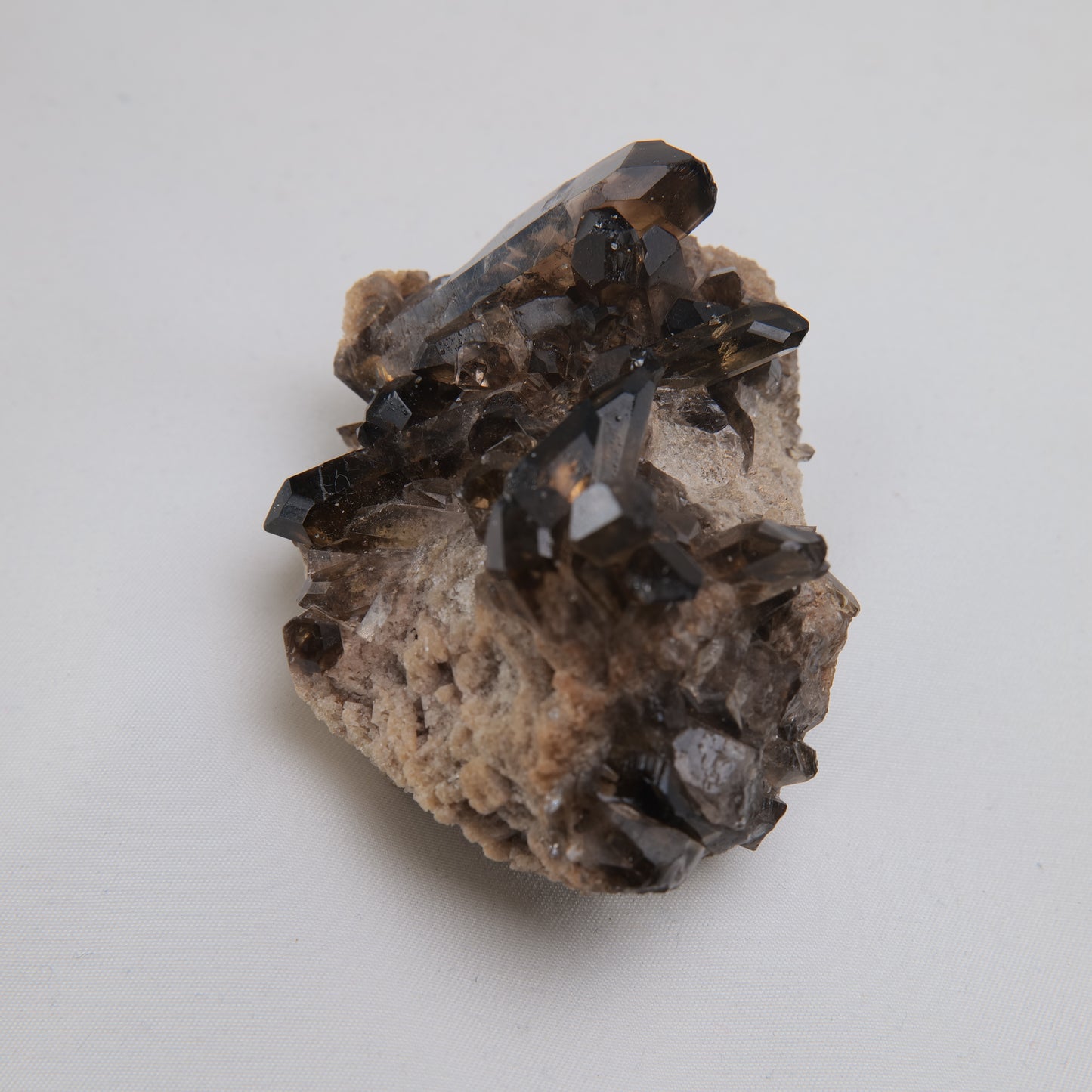 Smoky Quartz Cluster on Matrix 130g front left view