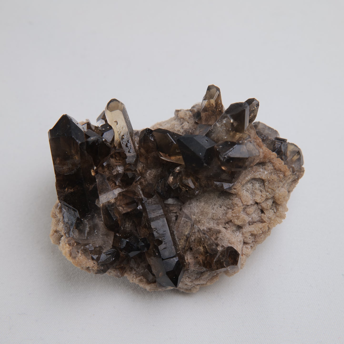 Smoky Quartz Cluster on Matrix 130g front view
