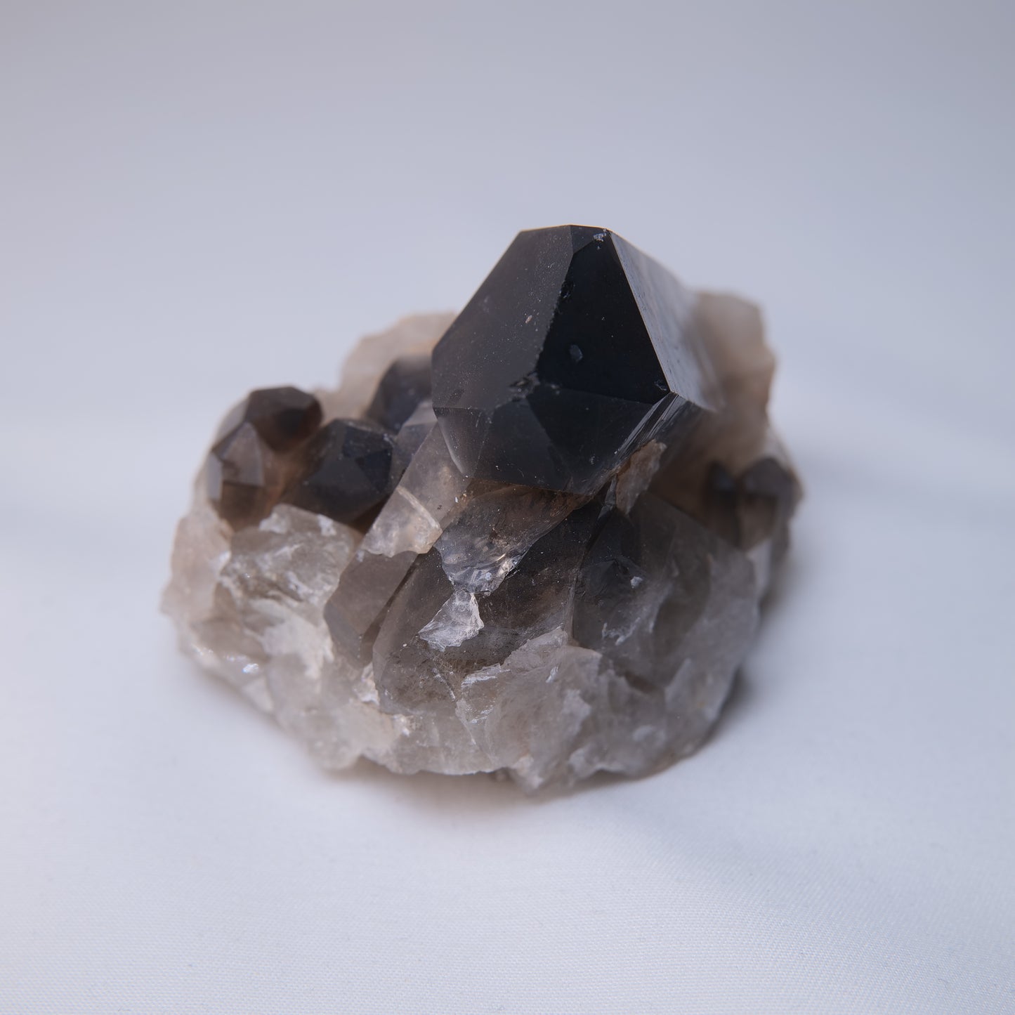 Smoky Quartz Cluster on Matrix 222g side view