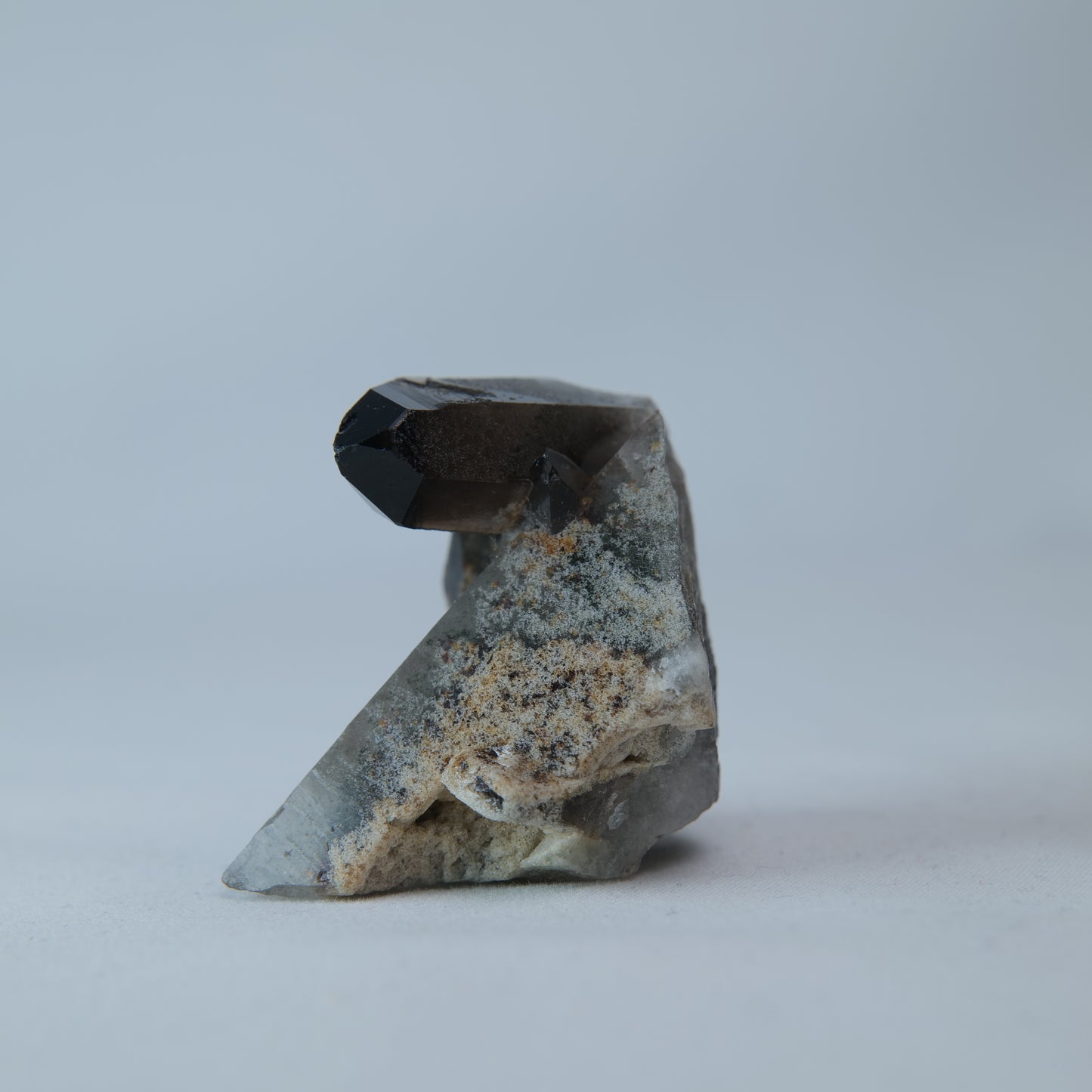 Smoky Quartz Cluster on Matrix 63g front view