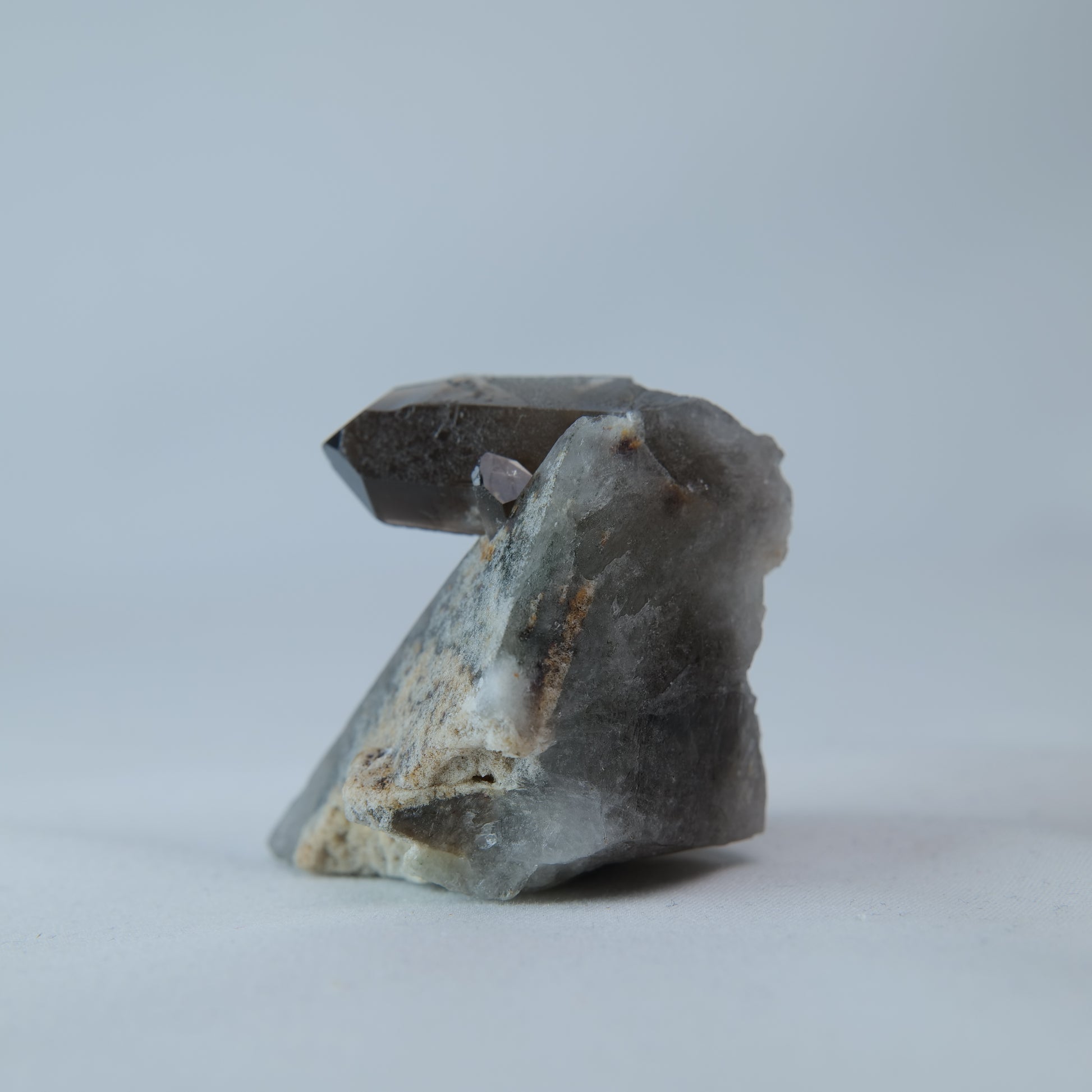 Smoky Quartz Cluster on Matrix 63g side view
