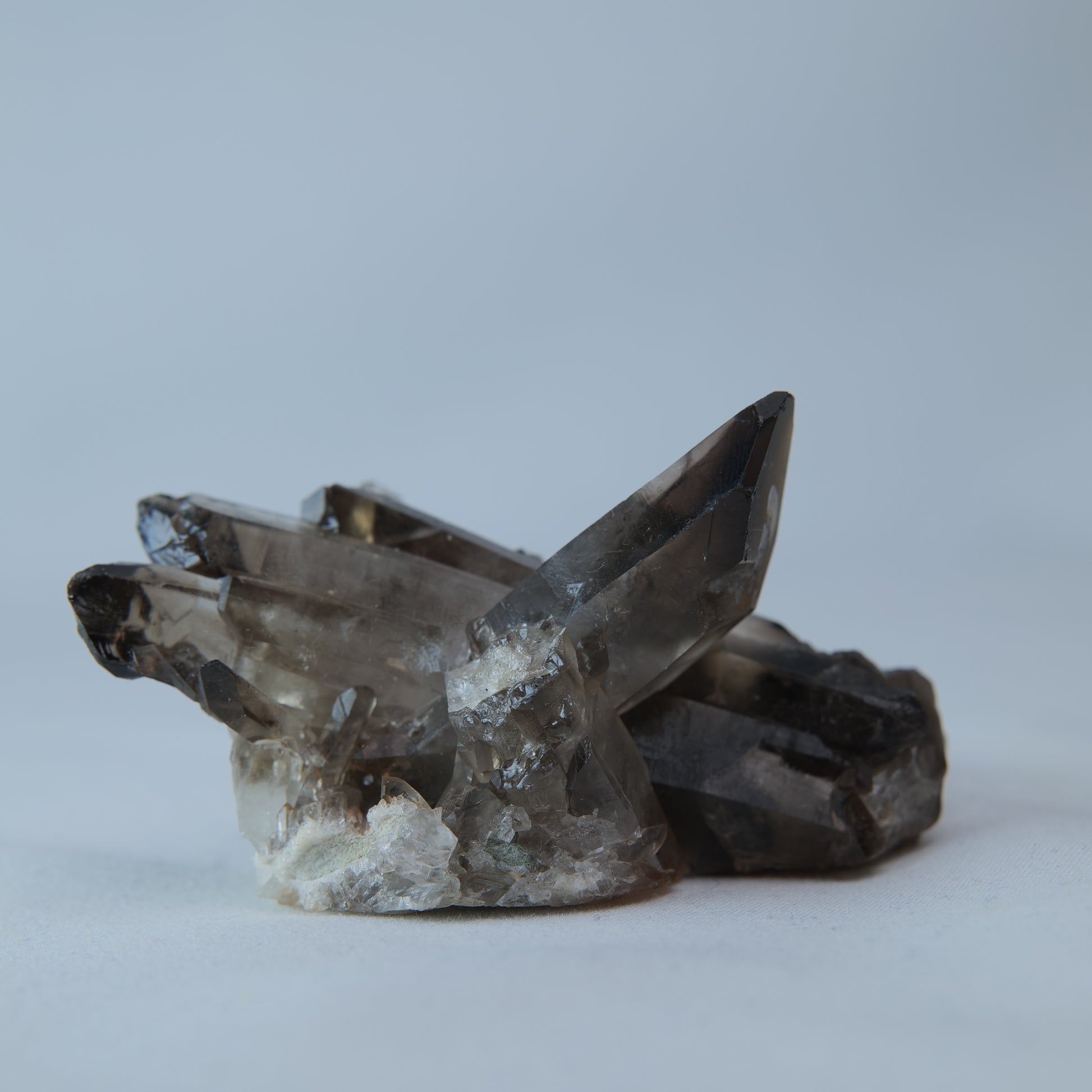 Smoky Quartz Cluster on Matrix 77g front view
