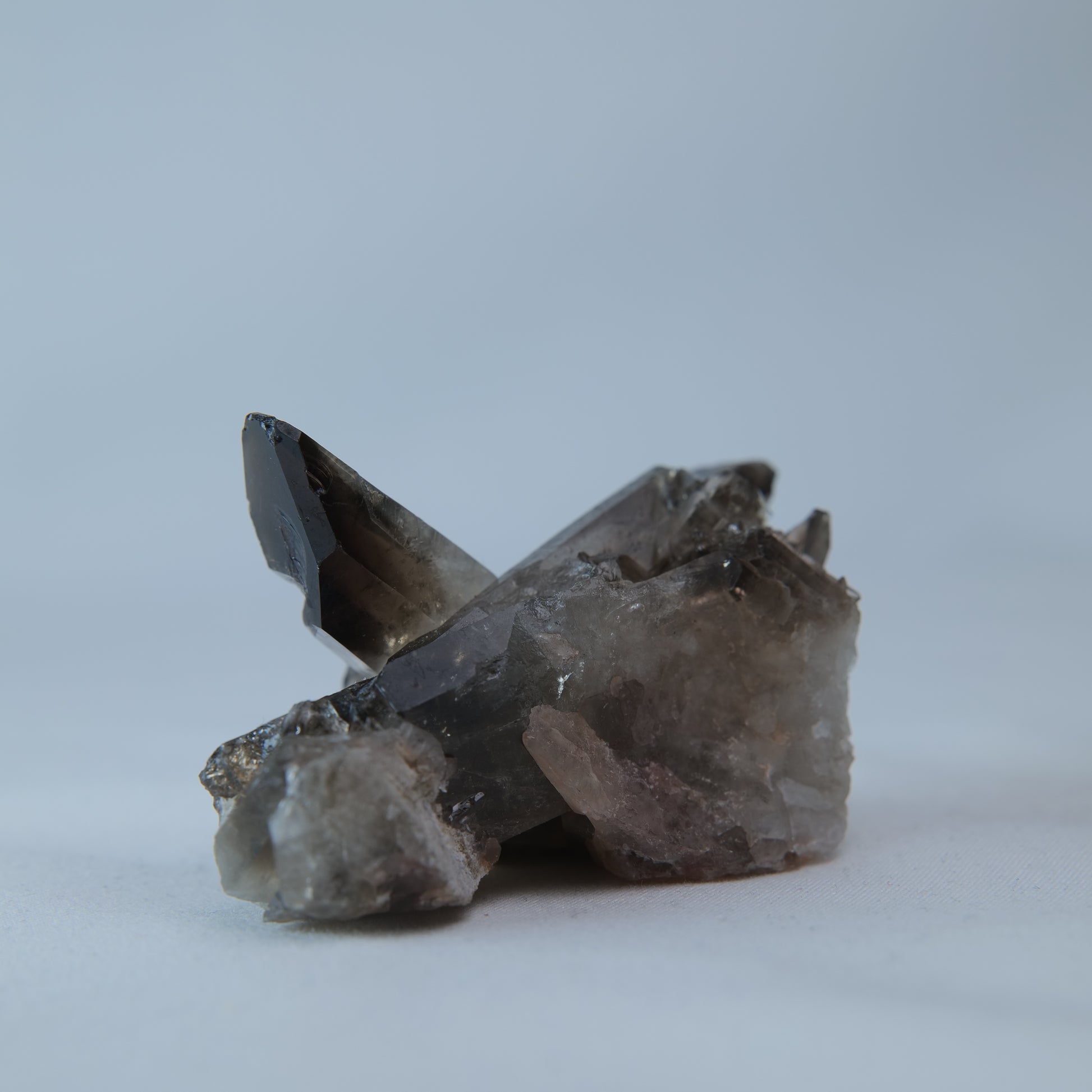 Smoky Quartz Cluster on Matrix 77g side view