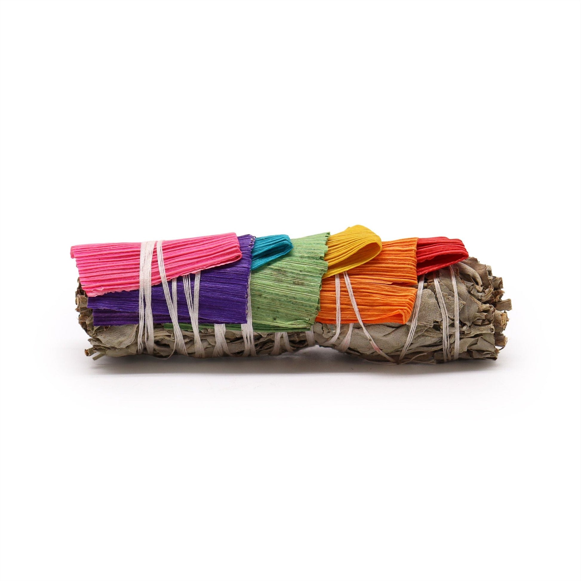 Polished Smudge Stick - White Sage and 7 Corn Leaves featuring natural patterning and unique variations - Luna Panther