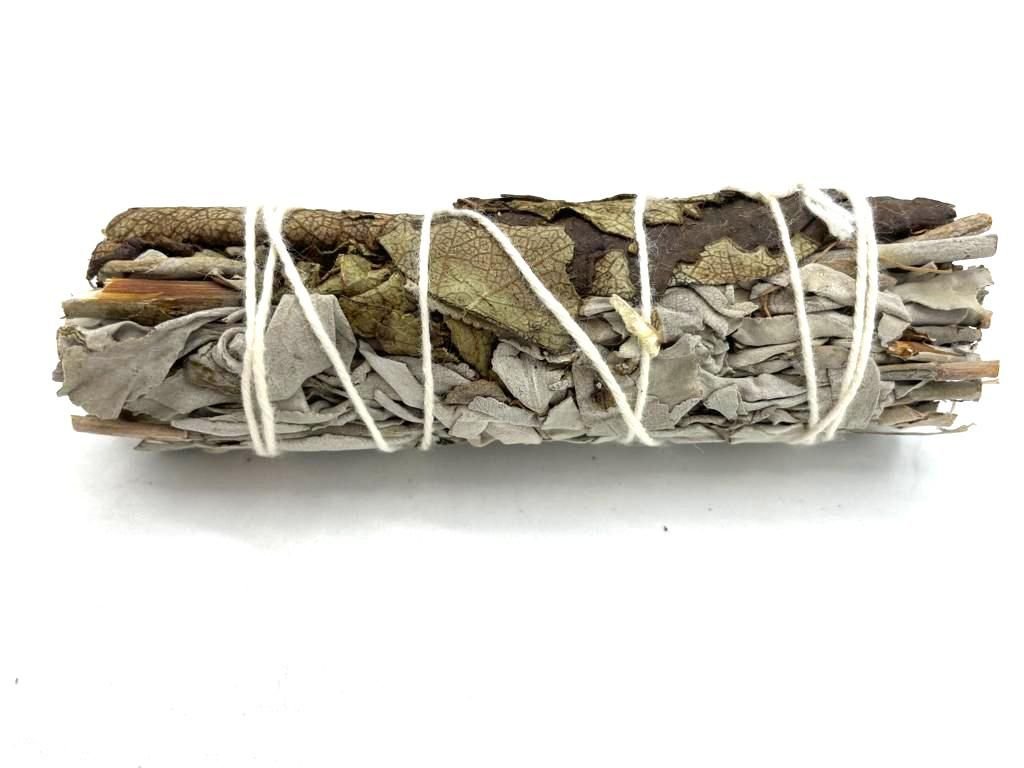 Polished Smudge Stick - White Sage & Black Sage 10cm featuring natural patterning and unique variations - Luna Panther