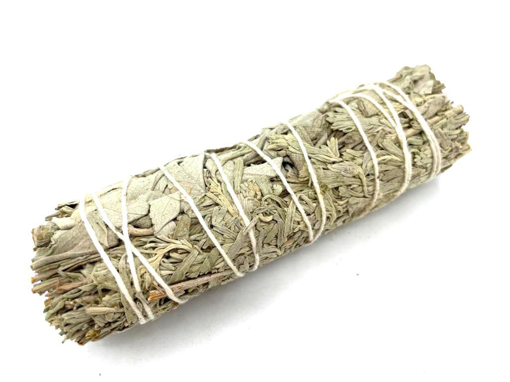 Polished Smudge Stick - White Sage & Blue Sage 10cm featuring natural patterning and unique variations - Luna Panther