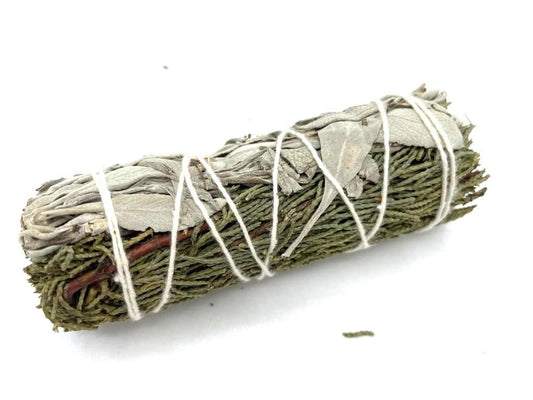 Polished Smudge Stick - White Sage & Juniper 10cm featuring natural patterning and unique variations - Luna Panther
