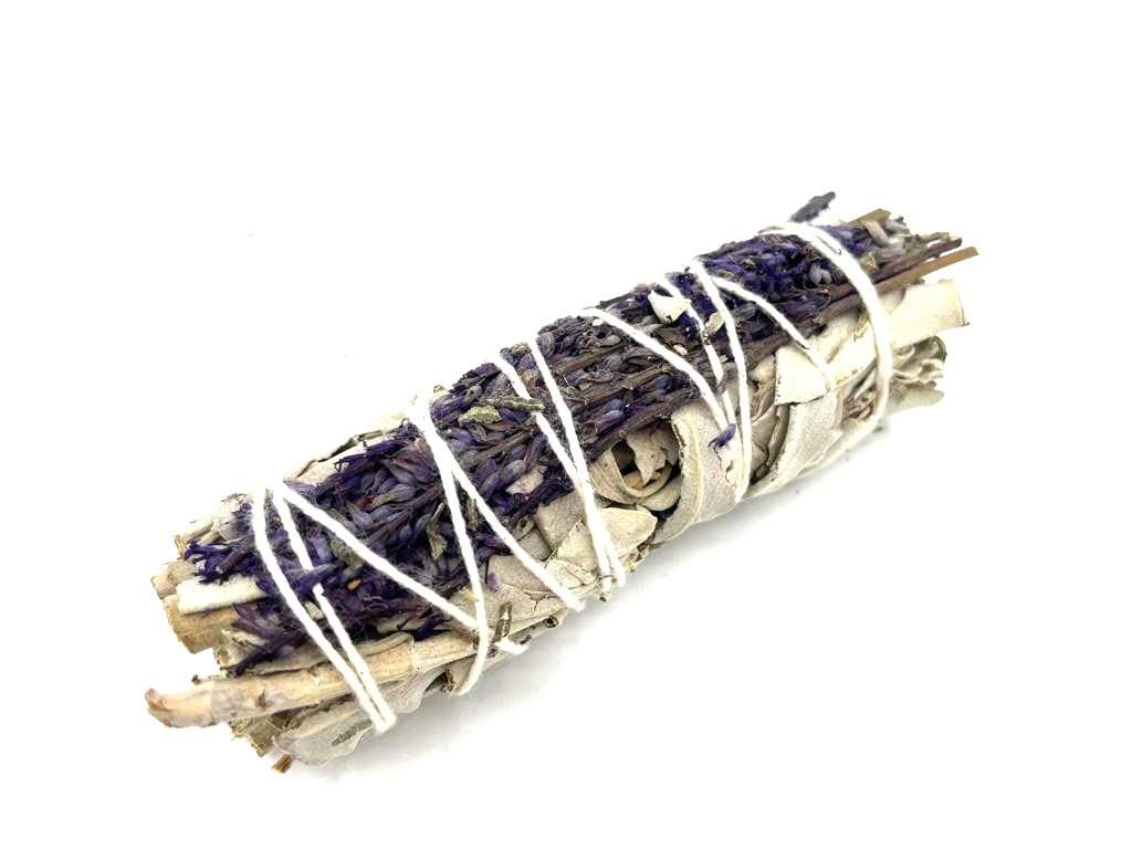 Polished Smudge Stick - White Sage & Lavender 10 cm featuring natural patterning and unique variations - Luna Panther