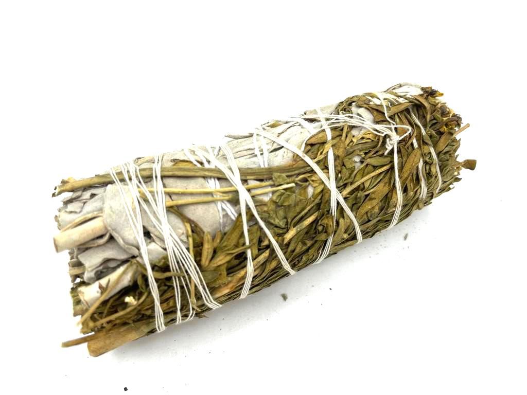 Polished Smudge Stick - White Sage & Ruda 10cm featuring natural patterning and unique variations - Luna Panther