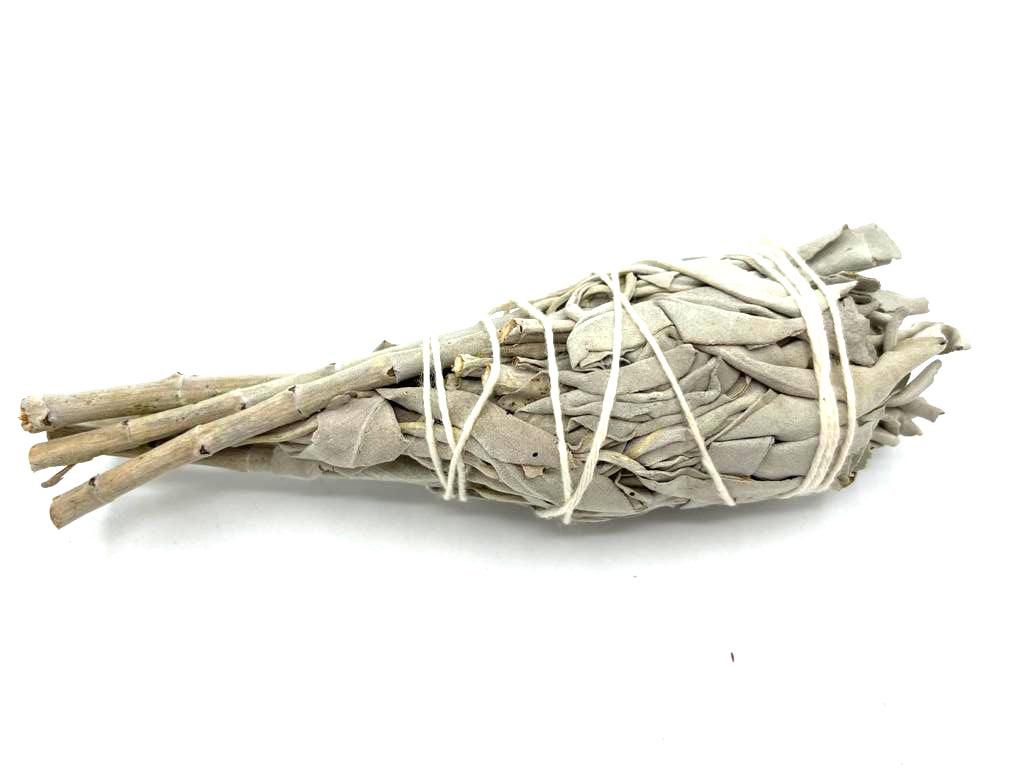 Polished Smudge Stick - White Sage Torch 10cm featuring natural patterning and unique variations - Luna Panther