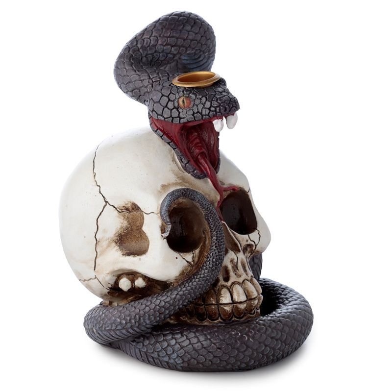 Polished Snake And Skull Backflow Incense Burner 3 featuring natural patterning and unique variations - Luna Panther