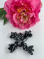 Polished Snowflake Obsidian Frog featuring black base with grey snowflake patterns - Luna Panther