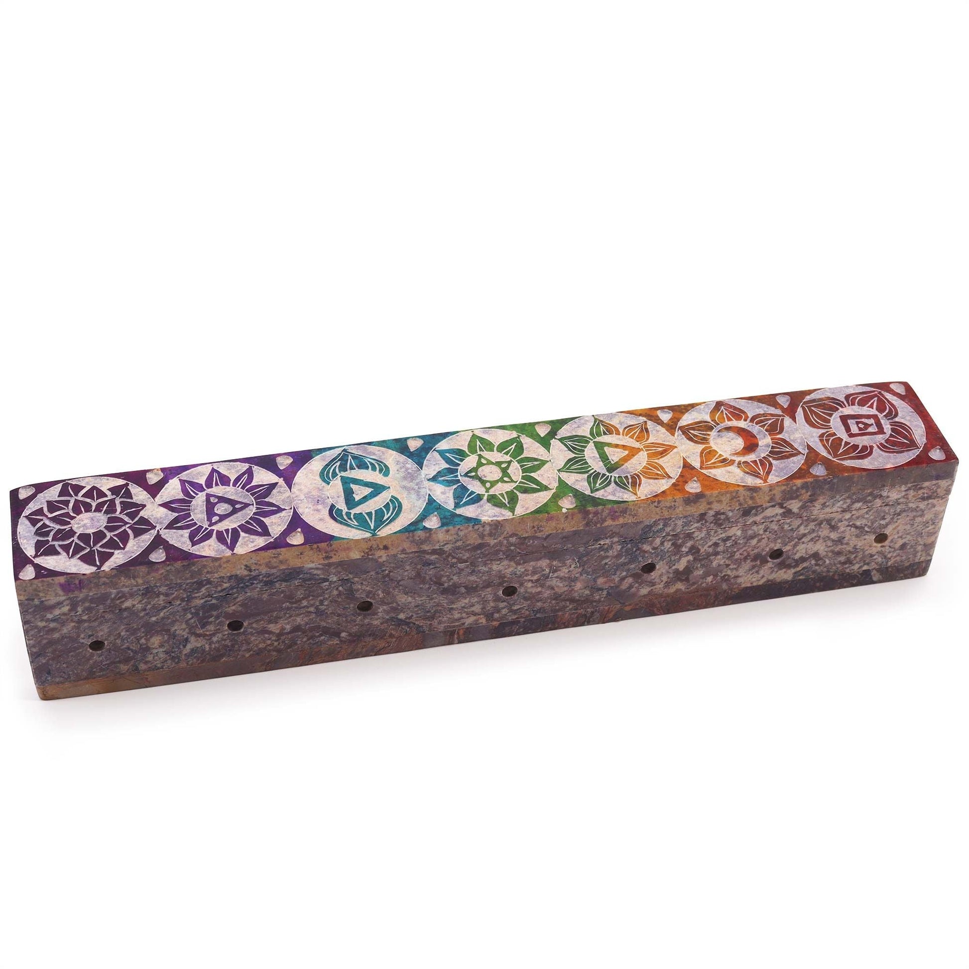 Soapstone Incense Box with Smoke Holes - Chakra - Luna Panther