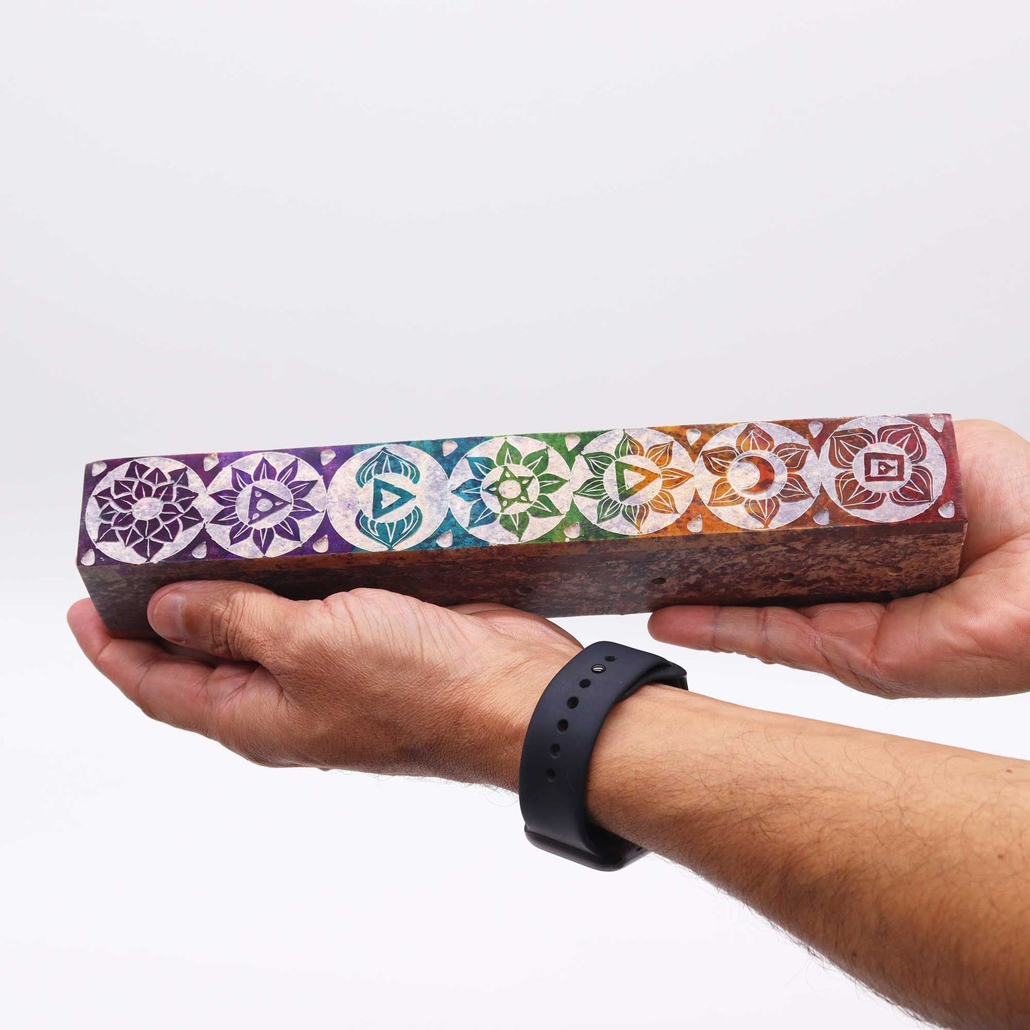 Soapstone Incense Box with Smoke Holes - Chakra - Luna Panther