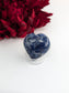 Polished Sodalite Heart Palm Stone 50mm featuring navy-blue tone with white veining - Luna Panther