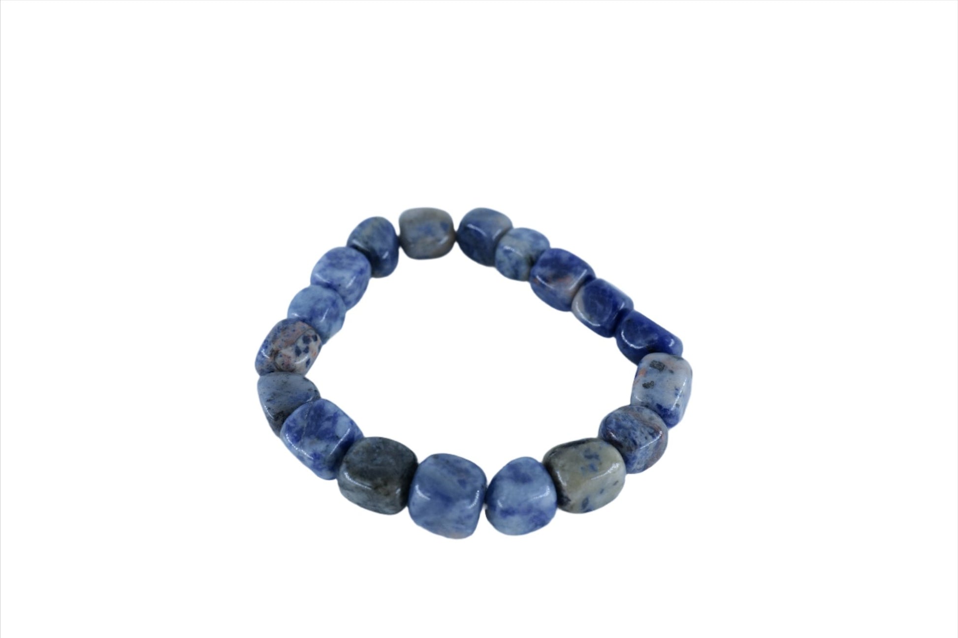 Polished Sodalite Tumblestone Bracelet featuring navy-blue tone with white veining - Luna Panther