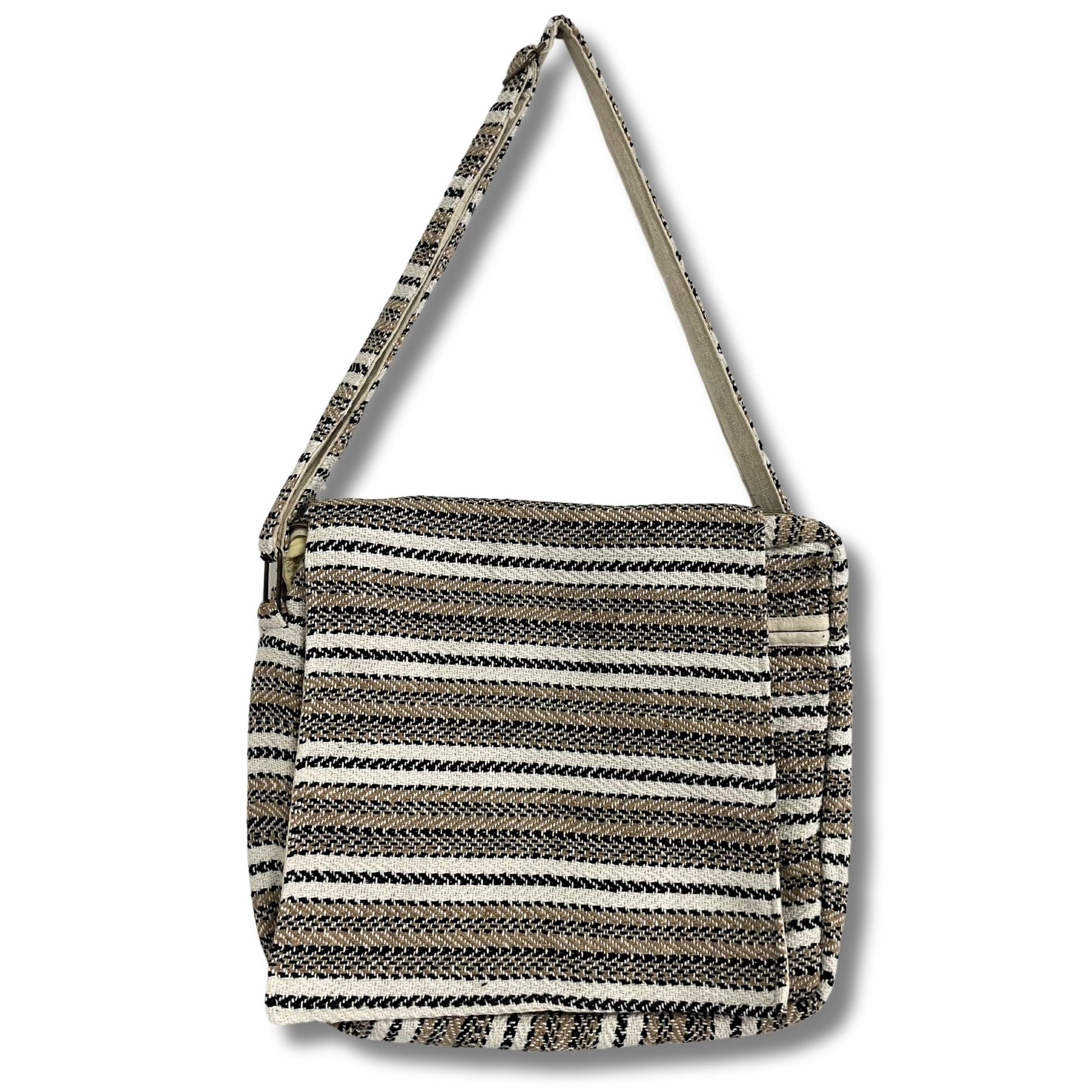 Polished Soft Banjar Laptop Bag - Soft Cream & Grey featuring natural patterning and unique variations - Luna Panther