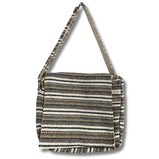 Polished Soft Banjar Laptop Bag - Soft Cream & Grey featuring natural patterning and unique variations - Luna Panther