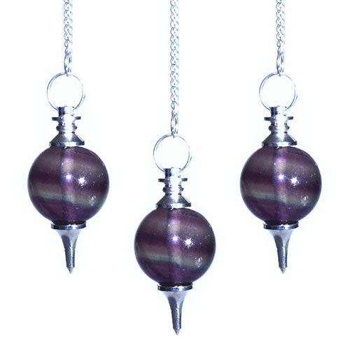 Polished Sphere Pendulums - Purple Fluorite featuring banded green‑purple hues and glassy clarity - Luna Panther