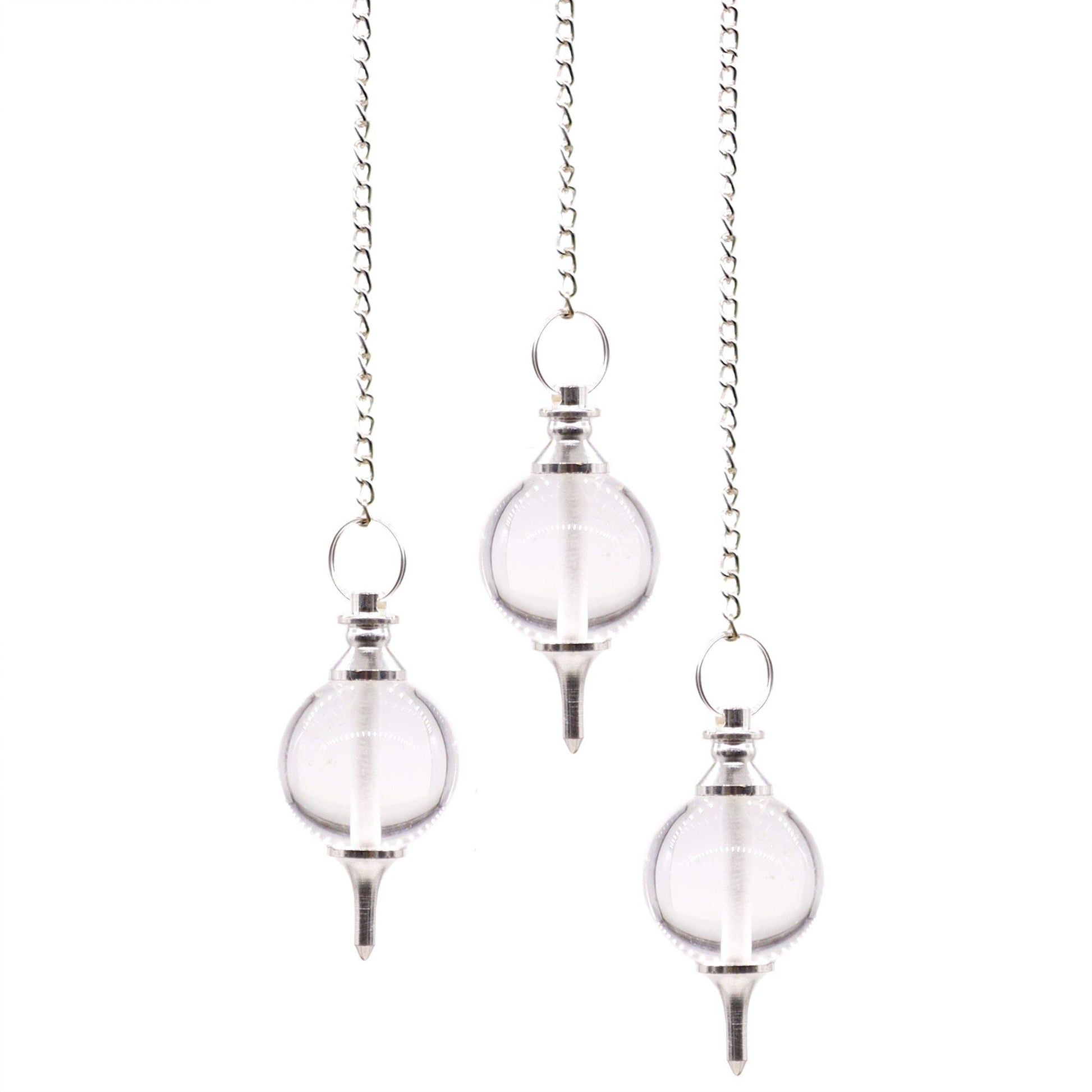Polished Sphere Pendulums - Rock Quartz featuring natural patterning and unique variations - Luna Panther