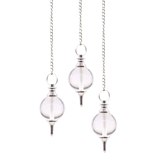 Polished Sphere Pendulums - Rock Quartz featuring natural patterning and unique variations - Luna Panther