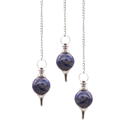 Polished Sphere Pendulums - Sodalite featuring navy-blue tone with white veining - Luna Panther