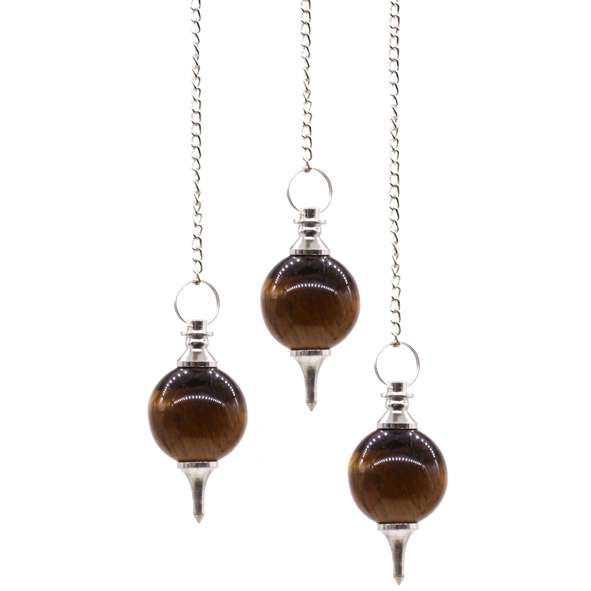 Polished Sphere Pendulums - Tigereye featuring natural patterning and unique variations - Luna Panther