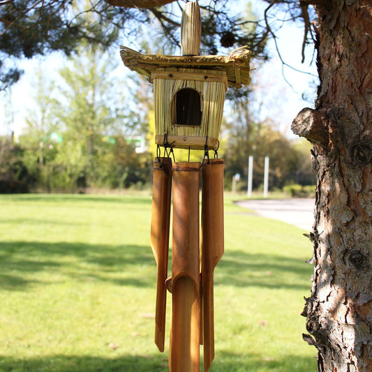 Square Seagrass Bird Box with Chimes 49x15cm - Luna Panther
