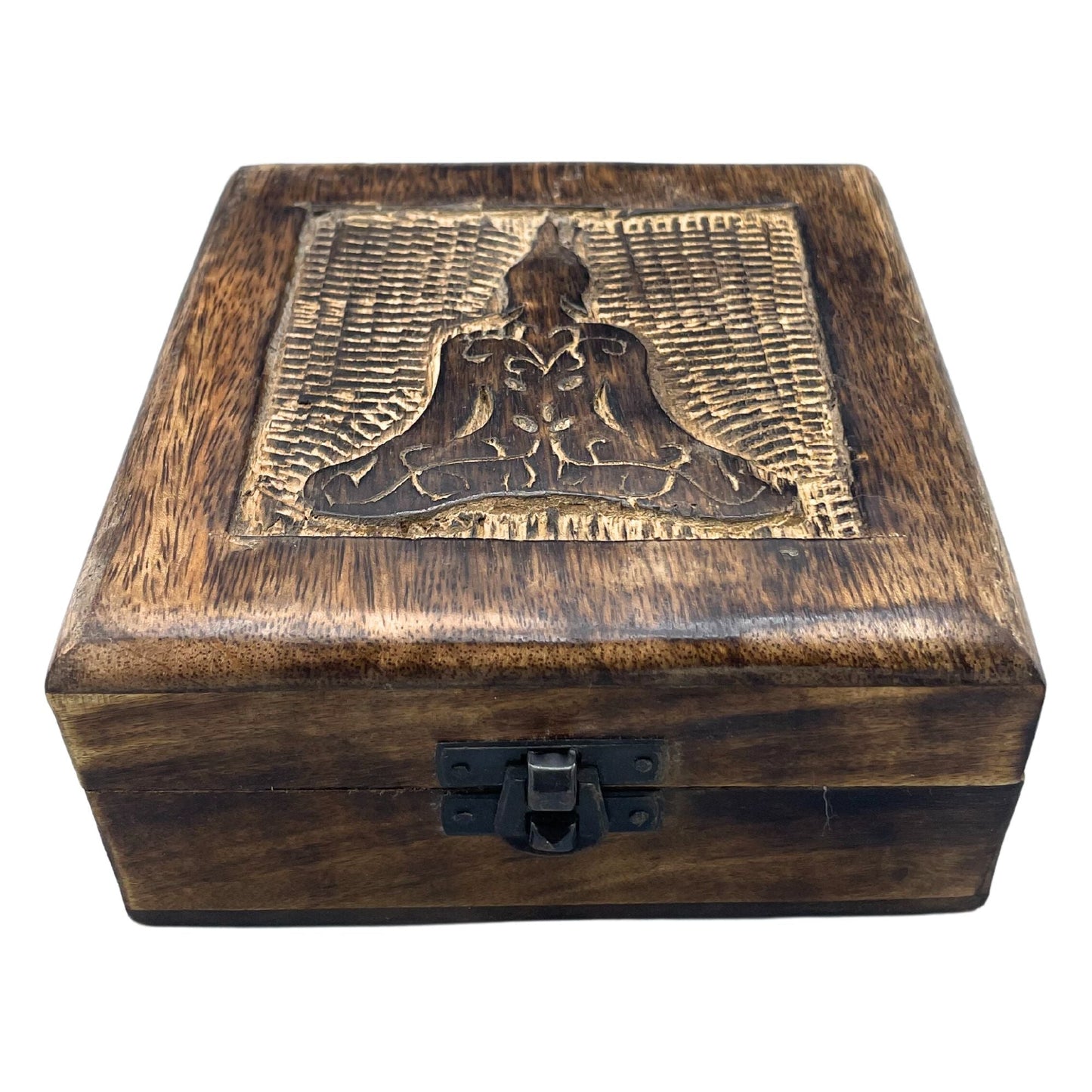 Square Wooden Keepsake Box 13x13x6cm - Buddha - Luna Panther
