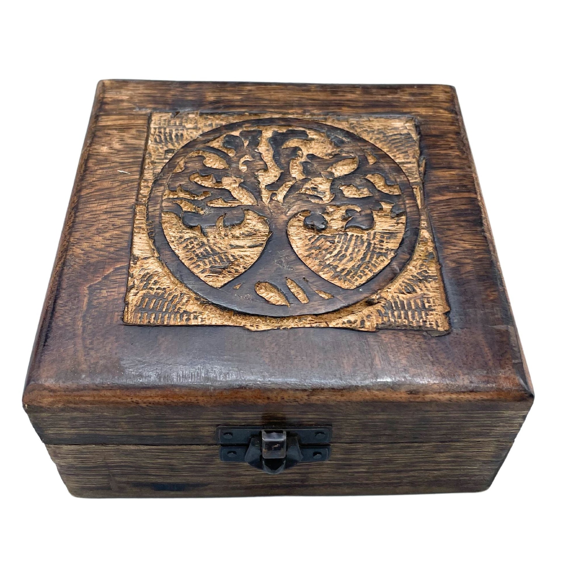 Square Wooden Keepsake Box 13x13x6cm - Tree of Life - Luna Panther