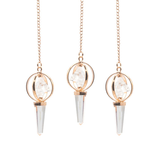 Stellar Gateway – Two Piece Spinning Merkaba Star in Copper Pendulum – Clear Quartz — pendulum, image 1 of 3.
