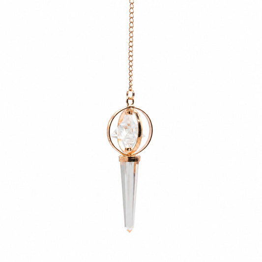 Stellar Gateway – Two Piece Spinning Merkaba Star in Copper Pendulum – Clear Quartz — pendulum, image 2 of 3. alternate view