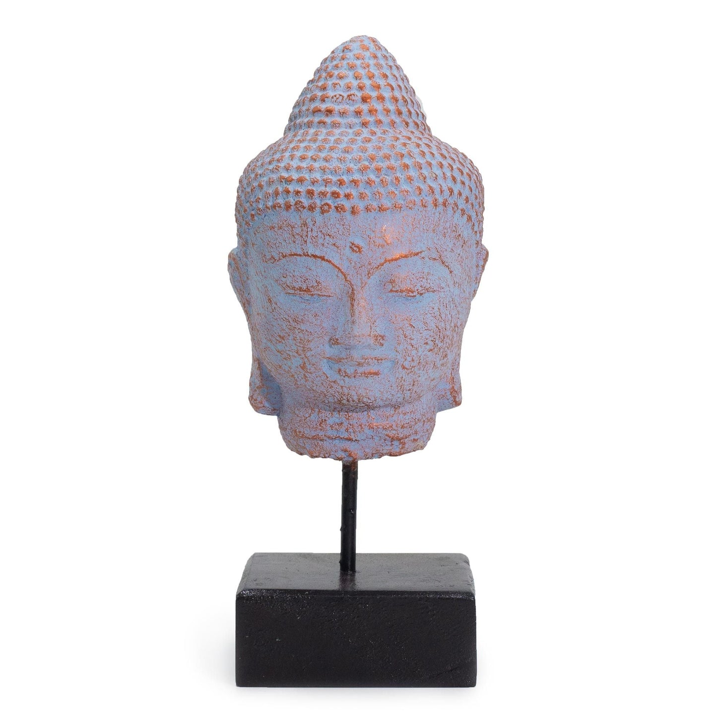 Stillness Buddha Head on Stand - Blue Copper - Luna Panther