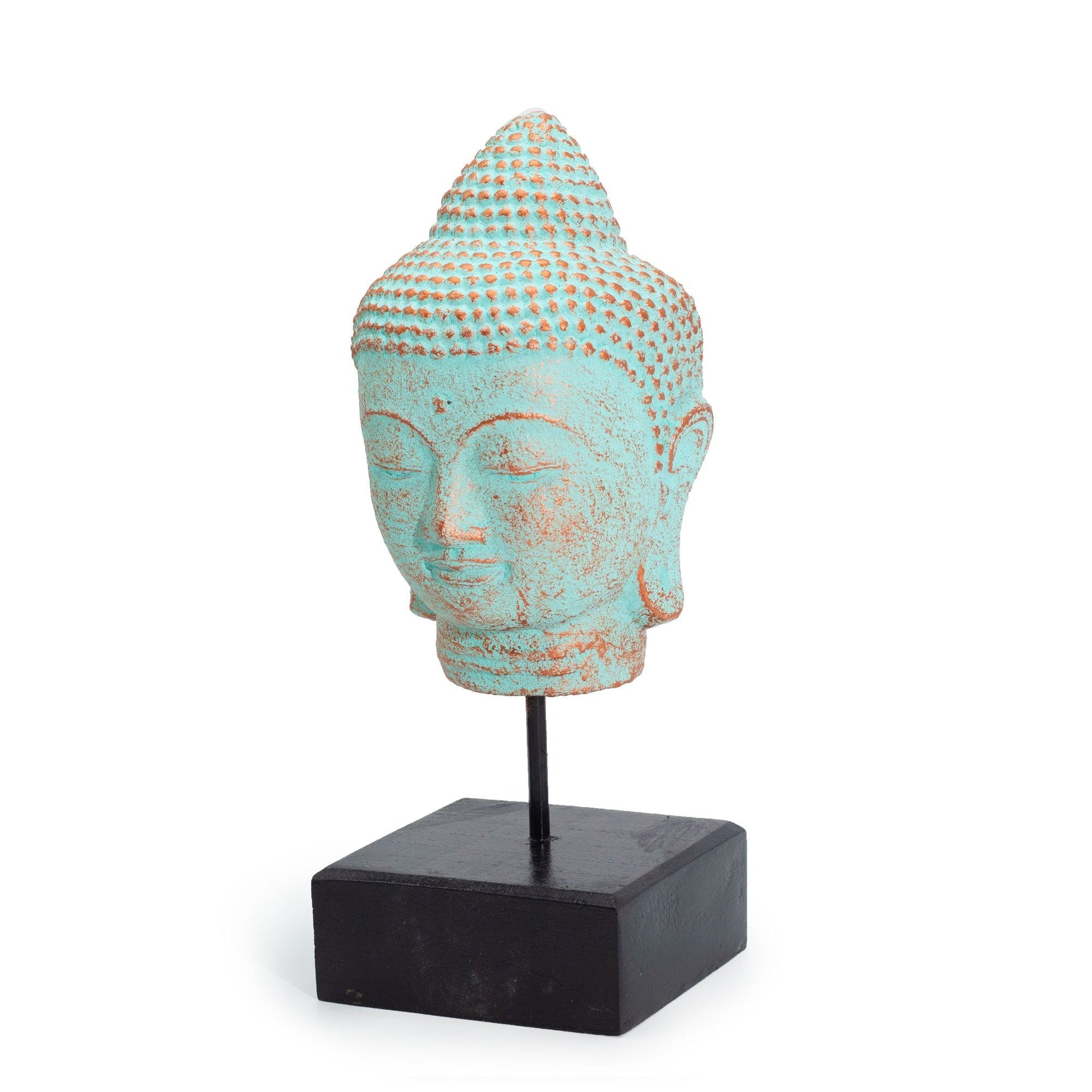 Stillness Buddha Head on Stand - Green Copper - Luna Panther