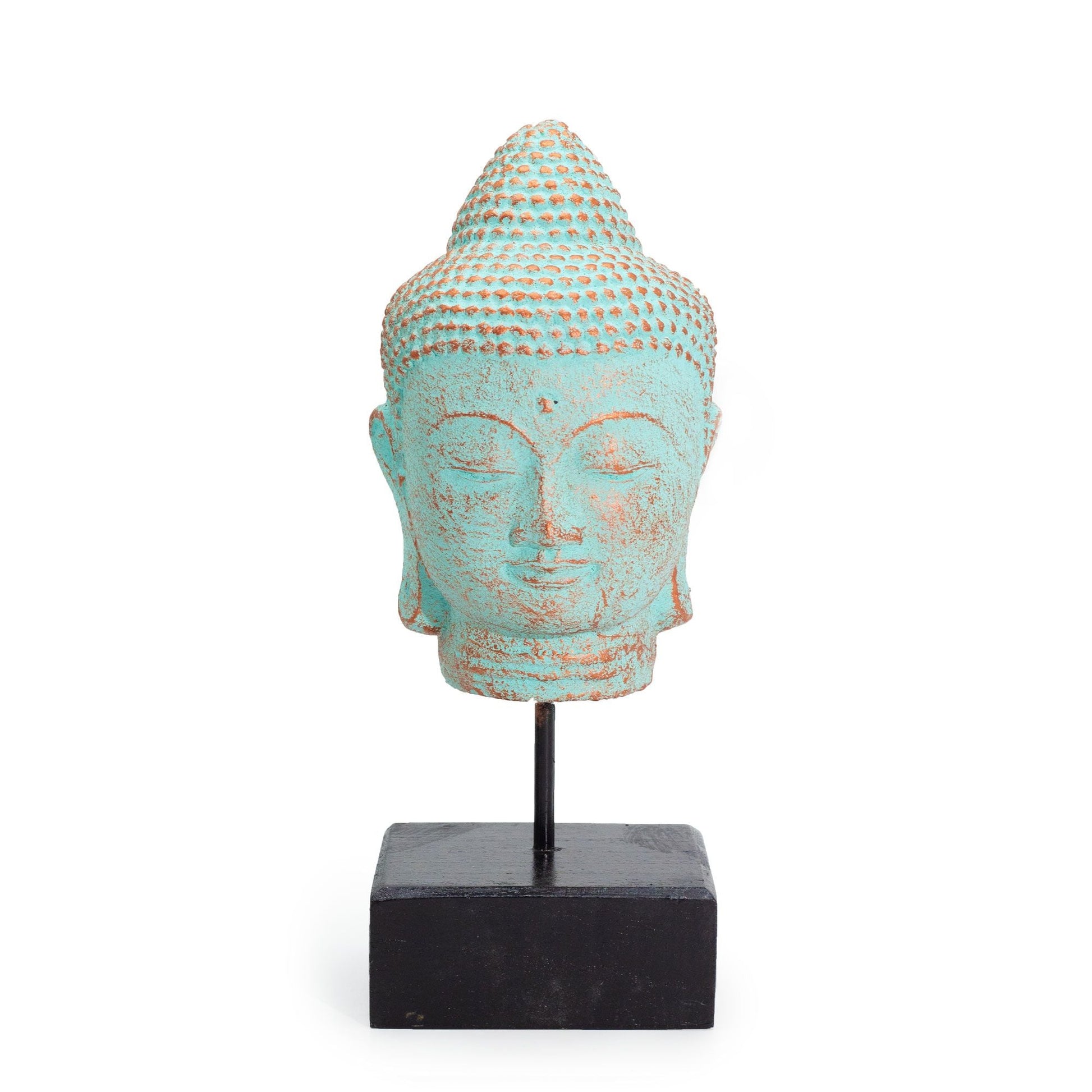 Stillness Buddha Head on Stand - Green Copper - Luna Panther