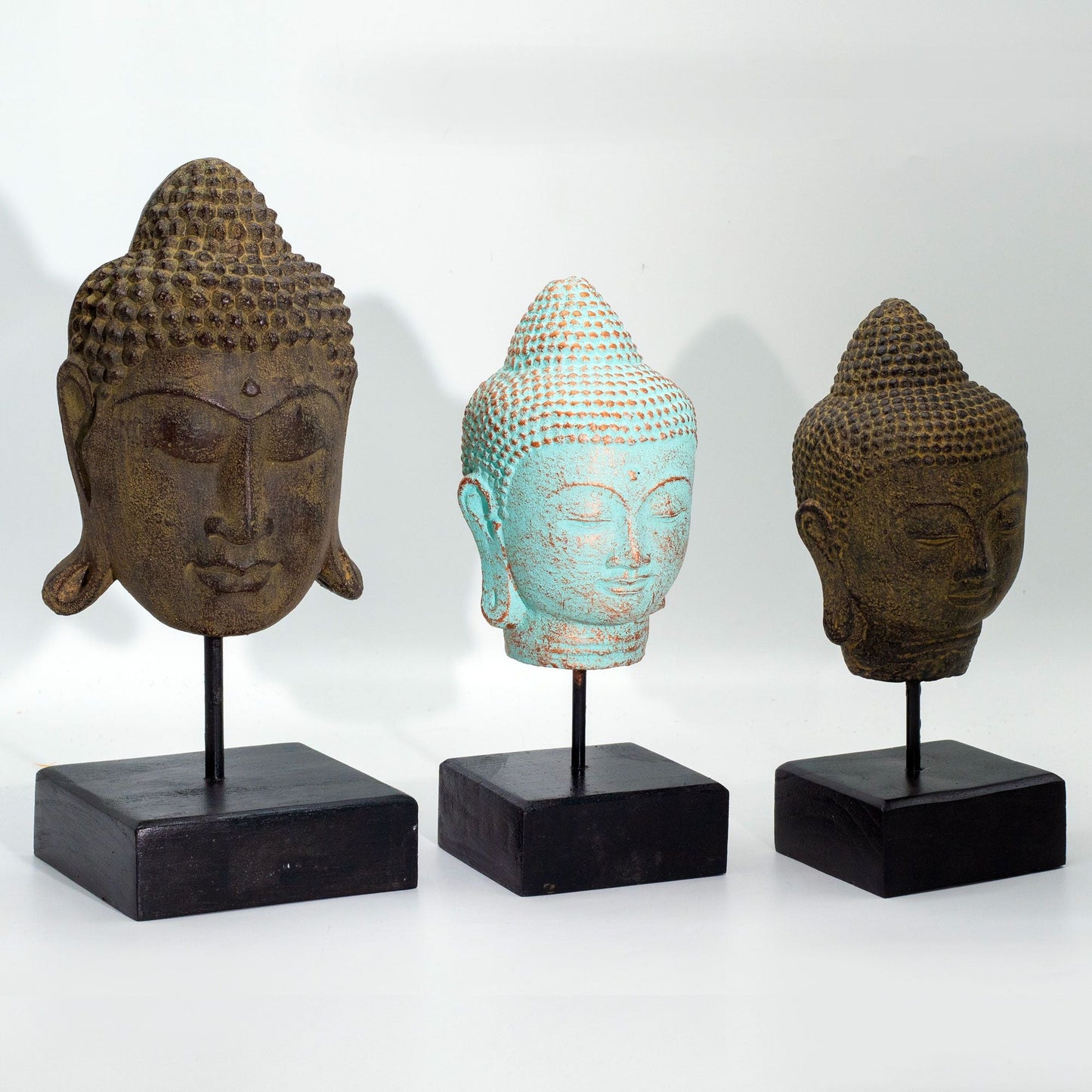 Stillness Buddha Head on Stand - Green Copper - Luna Panther